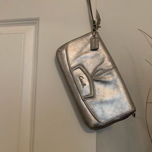 Small silver coach wristlet